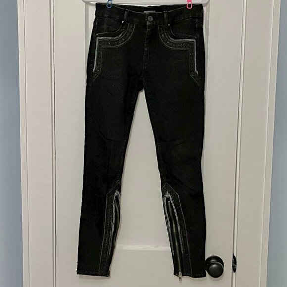 Mother the Looker inside zip black sheep & princess black skinny jean size 26 - Picture 1 of 14